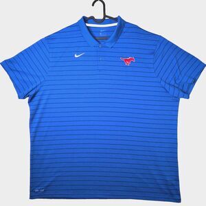 Nike Dri-Fit Polo SMU Mustangs Shirt Southern Methodist Univ Blue Stripe 3XL